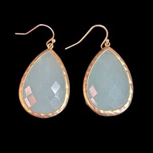 Chic Gold and Aquamarine Teardrop Earrings